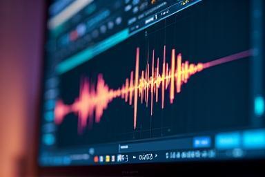 Forma de onda de áudio em uma tela de computador
